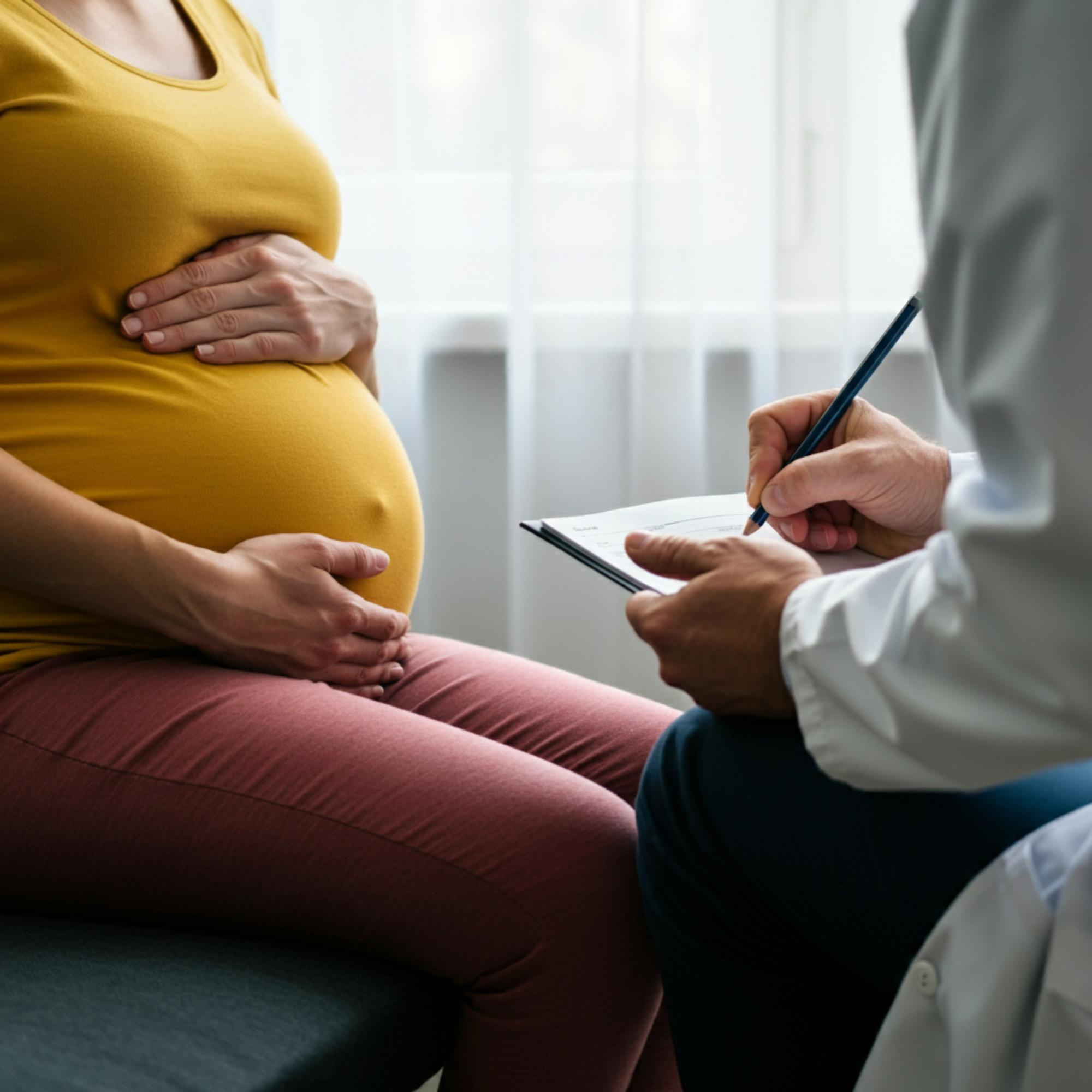Expectant mother receiving prenatal care during a routine checkup appointment
